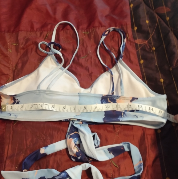 Blue Abstract Pattern 2pc Top and Skirt Swimsuit Set - Picture 10 of 12